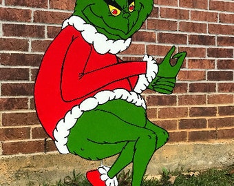 Grinch Yard Sign / Christmas Yard Art / Whoville Yard Art / Christmas Decorations / Grinch Yard Art / Custom Wood / Hand Painted Signs