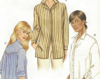 Womens Button Front Shirt Loose-fitting Shirt OOP Vogue Sewing Pattern 7700 Size 12 14 16 Bust 34 36 38 UnCut Vogue Patterns