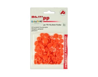 BabySnap 20 plastic push buttons Neon orange B52