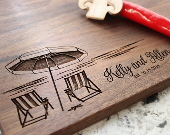 Beach Destination Design- Engraved Cutting Board, Custom Cutting Board, Wedding Gift, Housewarming Gift, Engagement W-051 GB