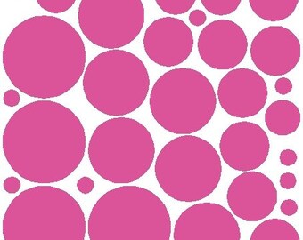 34 Bubble Gum Polka Dot Stickers Removable Polka Dot Wall Decals