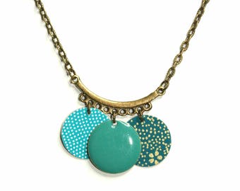 Necklace green Japanese paper