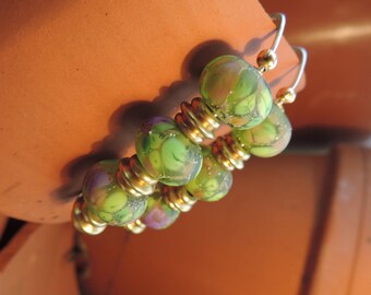 Glass (SRA), Bronze and Silver Earrings