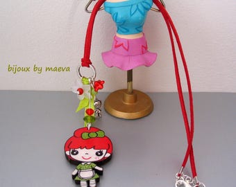 Children's Necklace red and green pattern little girl