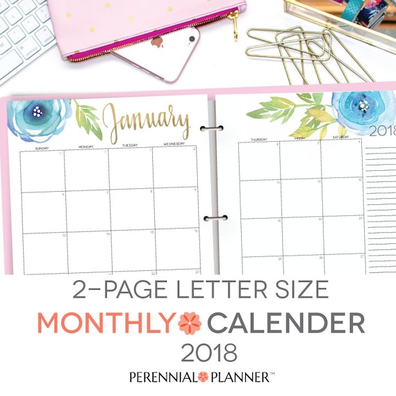 Printable Calendar 2018 Editable Digital Monthly Pages Printable Calendar 2018 Editable Digital Monthly Pages