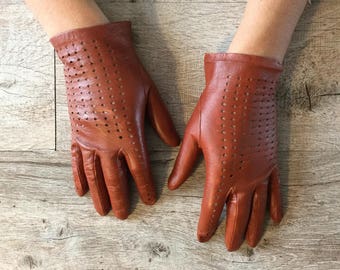 Leather gloves vintage camel