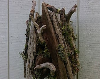 Garden Birdhouse Outdoor Driftwood Yard Decor Wood Birdhouse Coastal Outdoor Driftwood Yard Art Bird House