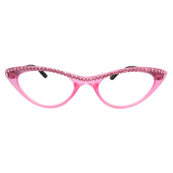 Cateye Kiss Pink Cat Eye Reading Glasses with Bling