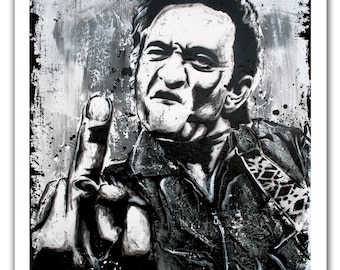 12 x 18" - Johnny Cash black and white art print - Johnny Cash black and white poster - Johnny Cash flipping off camera - the man in black