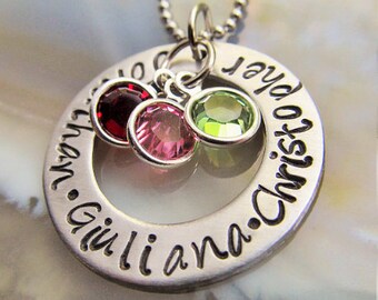 Personalized Mothers Necklace, Mom Necklace, Mothers Jewelry Mothers Day Gift Name Birthstone Necklace Custom Jewelry, Hand Stamped Mother