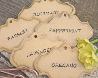 Gardener gift set, Herb markers, plant markers, set of 5, plant tags, garden art, garden decoration - Old Stock