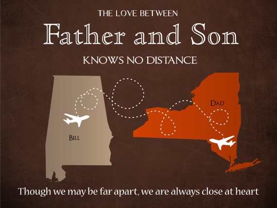 Father's Day Gift Long Distance Father Son Map