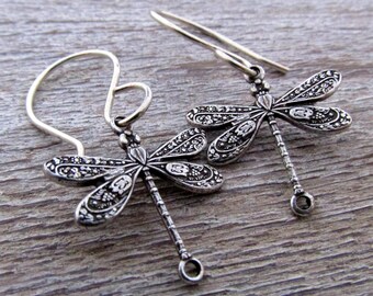 Dragonfly earrings - silver earrings - Dragonfly jewelry