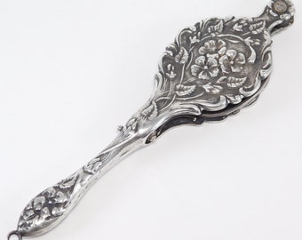 Sterling Repousse Art Nouveau Floral Lorgnette Glasses