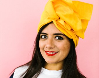 Mustard Yellow Dupioni Silk Headwrap Turban