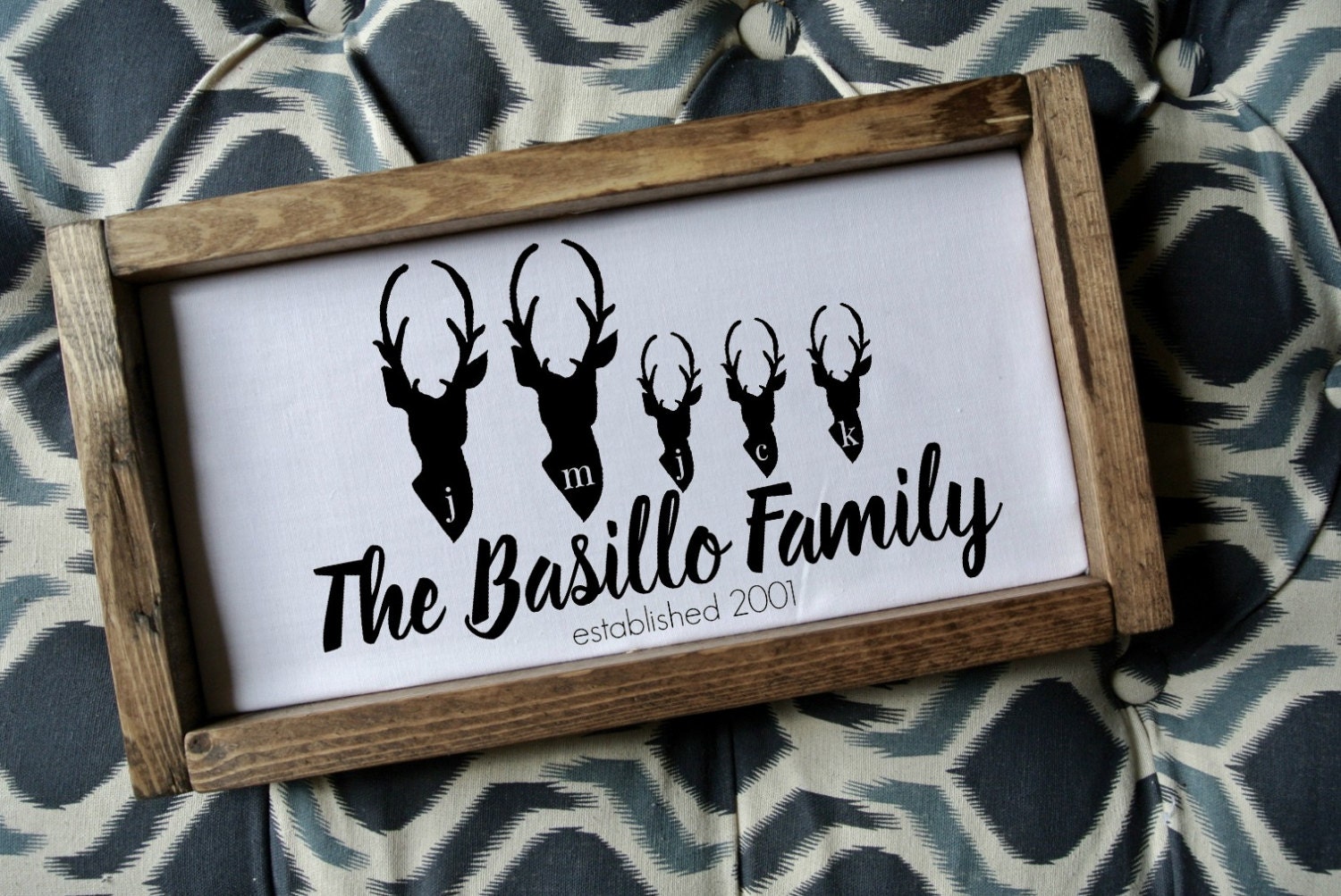 Family Name wood Art Deer Family Art Personalized Sign