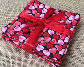6 Handmade Valentine Heart Coasters
