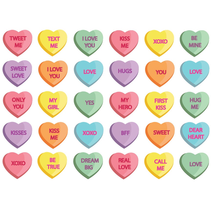Valentines Heart Candy Clipart And Vector Set Instant Download