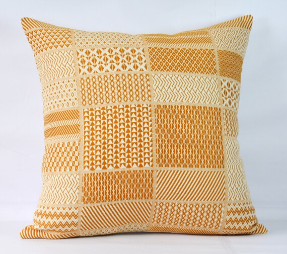 Geometric jaquard decorative cushion mustard throw pillow