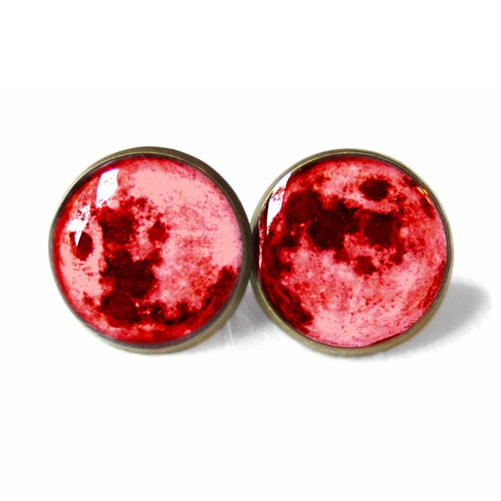 Blood Moon Stud Earrings Pastel Goth Grunge Boho Jewelry Boho