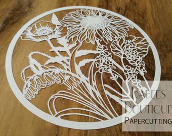 Full Bloom floral papercutting template | sunflower | Poppy | Lavender | Bluebell | Babees Boutique Papercutting | Personal & commercial use