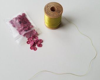 mauve opaque 5mm cup sequins vintage sewing pre-war 2 gram bag