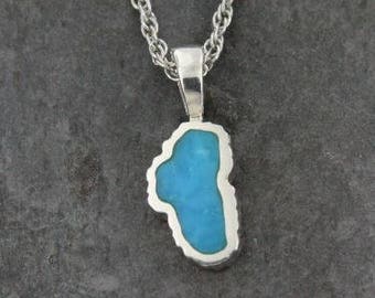Small Lake Tahoe Pendant with Turquoise in Sterling Silver