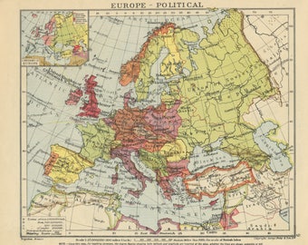 vintage europe map britain map uk map europe wall art europe decor
