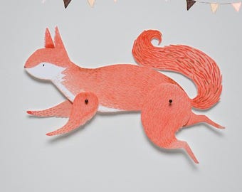 Squirrel Articulated Paper Doll Printable Instant Download PDF