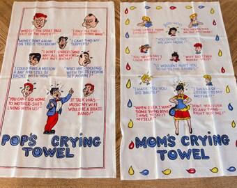 Vintage Mom & Pop Crying Tea Towels