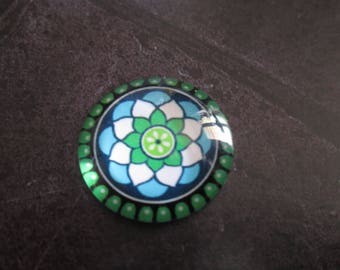 2 rosette and flower pattern 20 mm round glass cabochons