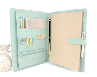 MAISON- A4 Leather Ring Binder Planner / Organizer- 3 or 4 Ring. Lots of pockets. Personalized & available in different colors.