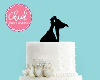 Superhero Couple in Love Acrylic Wedding Cake Topper