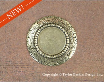 Beaded Circle Bezel in Antiqued Polished Brass (item 313 AG) - 6 Pieces