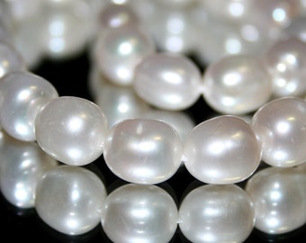 Baroque Freshwater Pearls, set of 2 Bridal White Baroque Oval Freshwater Pearls Semi Precious Gemstone