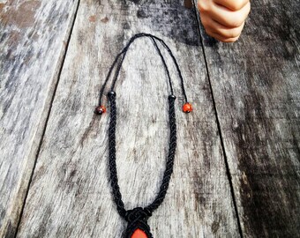 Macrame Chain with Red Jasper