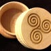 Engraved small round box, Triskellian