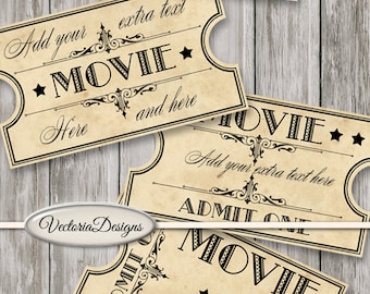Retro Movie Tickets printable scrapbooking paper crafting crafts instant digital download printable digital collage sheet - VDTIRE1436