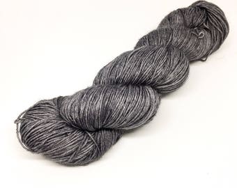 Grey merino and nylon sock yarn - 4 ply grey yarn - hand dyed sock yarn - 100g