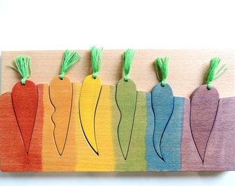 Color Learning Carots | Busy baby toys, Montessori toys, Waldorf toys, Color learning toy, Educational toy, Wood colour matching game,