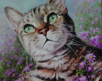 Custom pet portrait custom cat portrait custom oil painting cat lover gift for women gift girlfriend gift for pet lover gift Cat painting