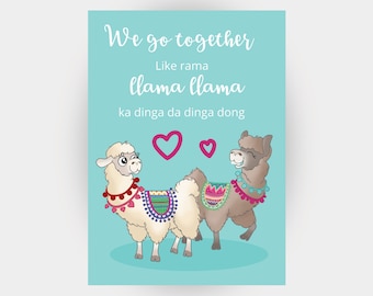 Silly Anniversary Card - A6 Card - Pun Card - Funny Anniversary - Grease the Musical - Llama Card - Nerdy Anniversary - Silly Card - Llamas