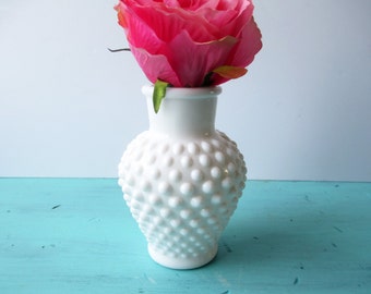 Vintage Milk Glass Hobnail Vase - Classic Decor