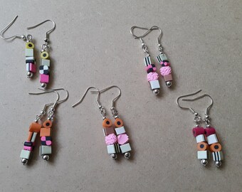 Polymer clay liquorice Allsorts earrings
