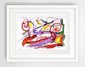 colorful watercolor painting, living room decor, colorful print art wall art wall decor room decor