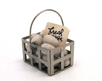 Dollhouse Basket of Eggs, Egg basket, Farm Fresh Eggs, Miniature, Groceries, Old Stock, 1:12 Scale