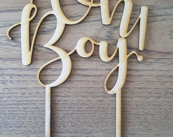 Oh Boy! Baby Shower Cake Topper Laser Cut Design and Customized by CustomLaserWurx