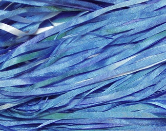 Dark Blue Hand Dyed Silk RIbbon