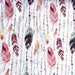 boho fabric, feather fabric, dreamcatcher fabric, colourful feather fabric, native American fabric, feathers fabric, pink feather fabric