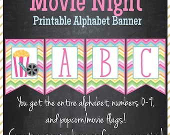 Movie night banner | Etsy